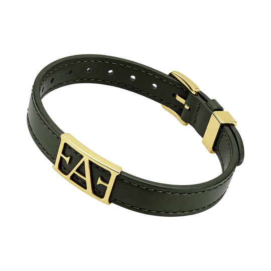 Statement Leather Bracelet / Green Color