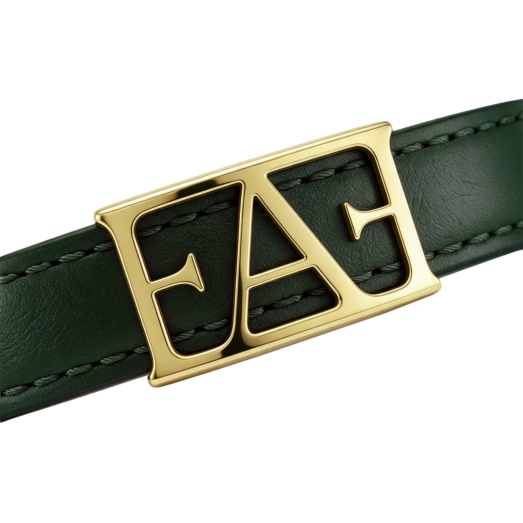 Statement Leather Bracelet / Green Color.