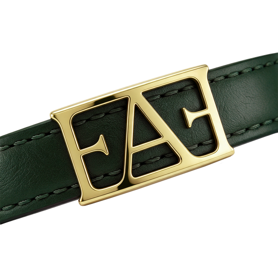 Statement Leather Bracelet / Green Color.