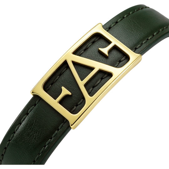 Statement Leather Bracelet / Green Color