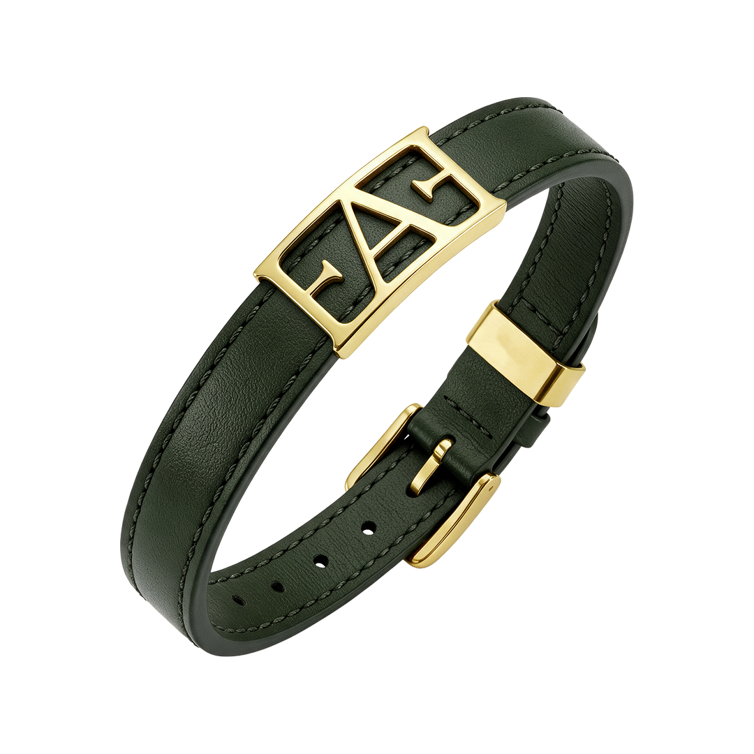 Statement Leather Bracelet / Green Color.