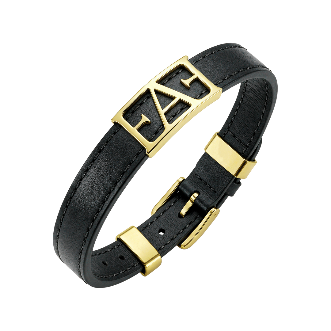 Statement Leather Bracelet / Black Color.