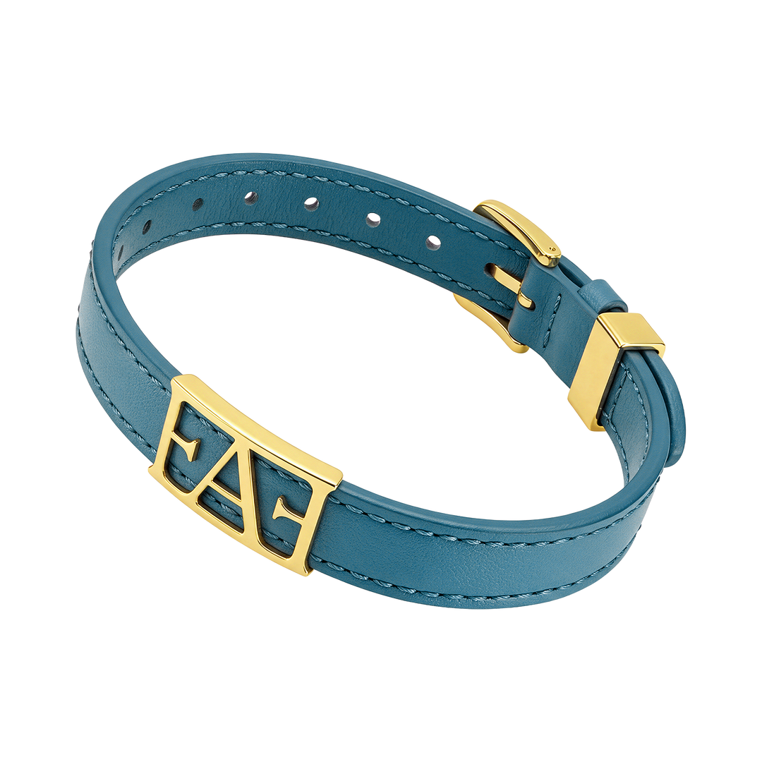 Statement Leather Bracelet / Blue Color.