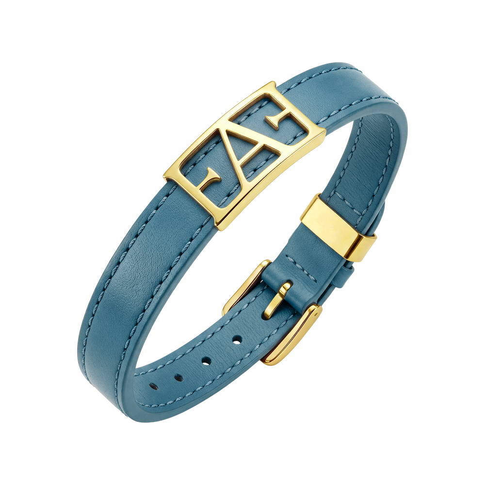 Statement Leather Bracelet / Blue Color.