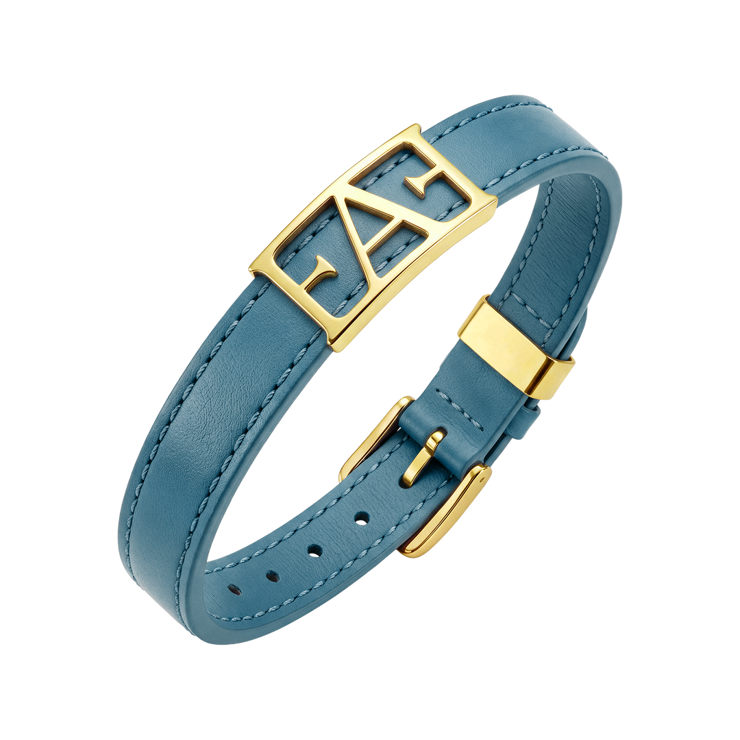 Statement Leather Bracelet / Blue Color.