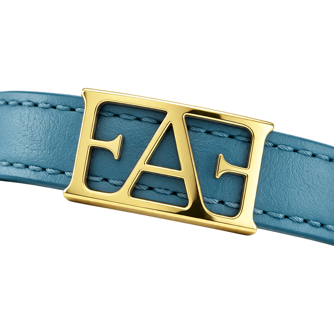 Statement Leather Bracelet / Blue Color.