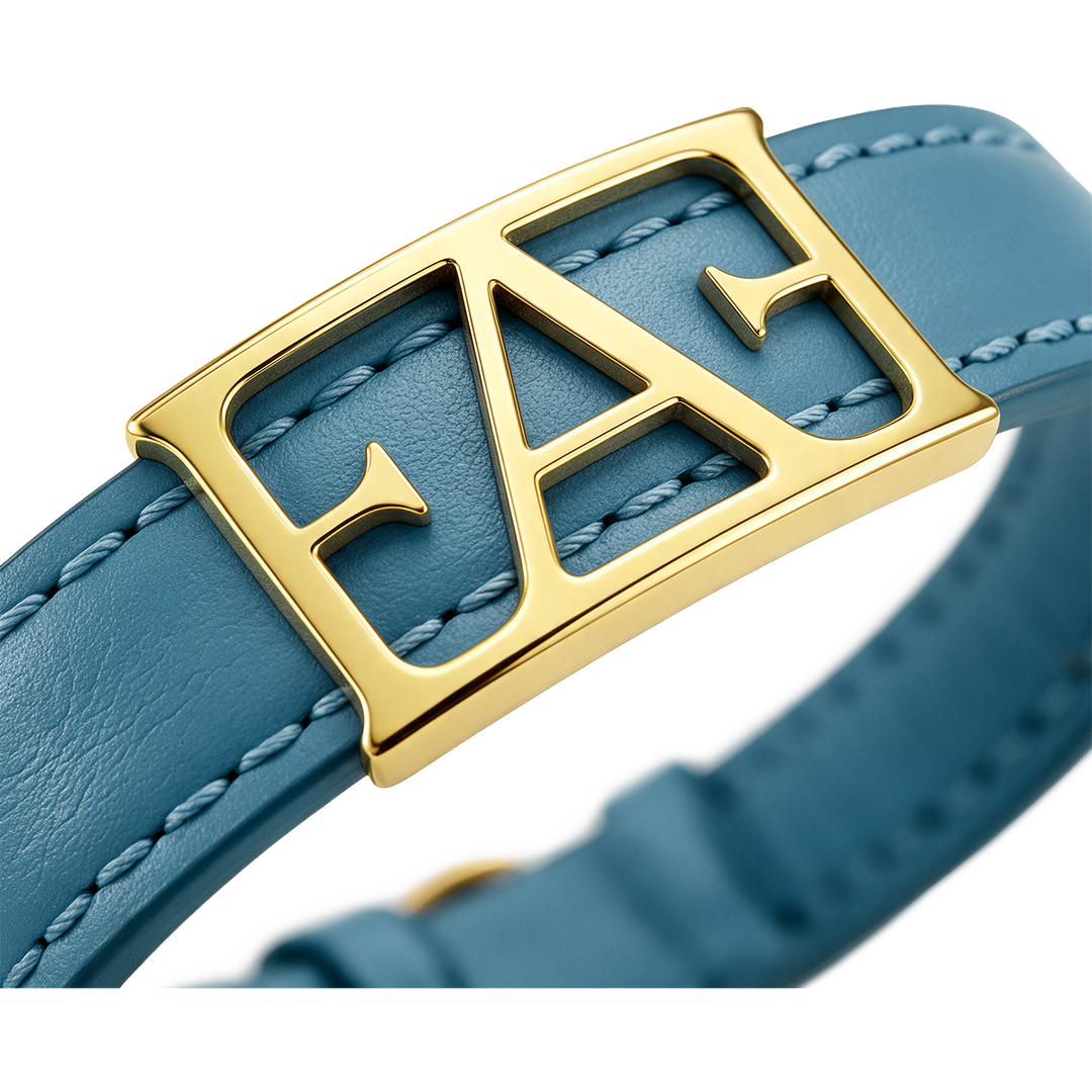 Statement Leather Bracelet / Blue Color.