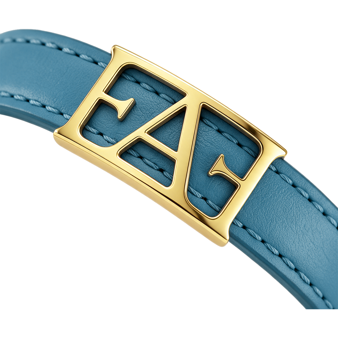 Statement Leather Bracelet / Blue Color.