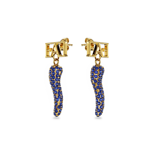 Cornicello Charm Earrings / Blue Horn - Enzo Attini - - earrings, jewelry_women