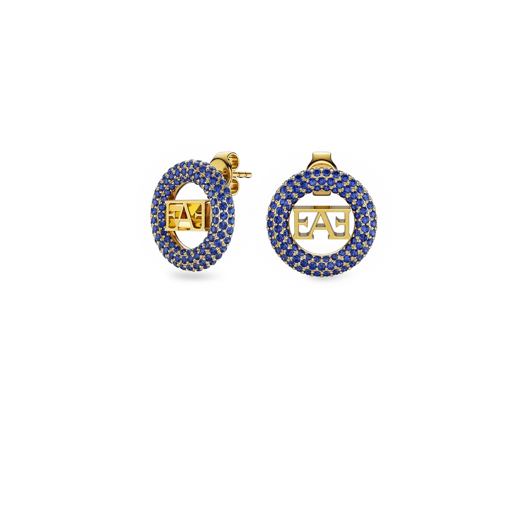 Halo Stud Earrings / Blue Color - Enzo Attini - - earrings, jewelry_women