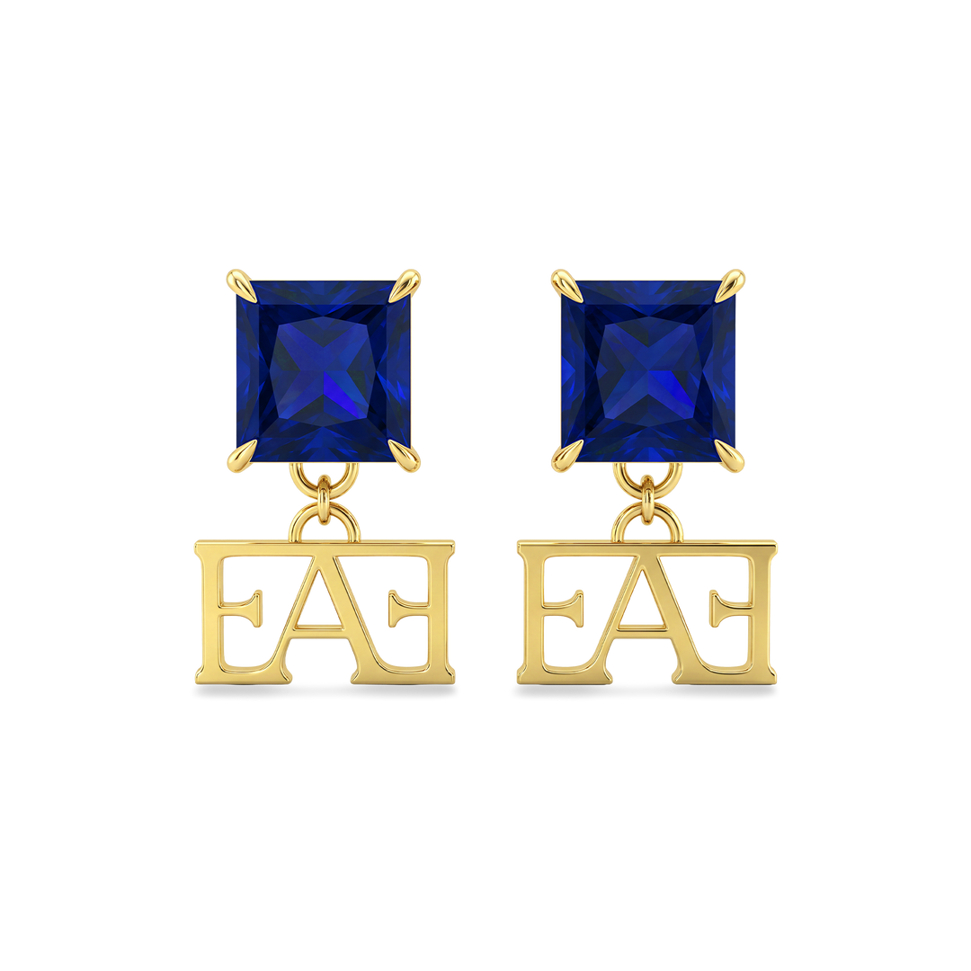 Luce Monogram Earrings / Blue Color