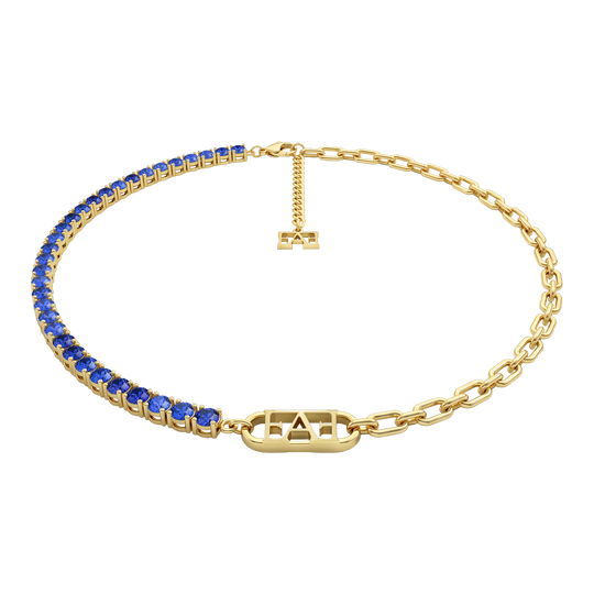 Glam Tennis Chain Necklace / Blue Color.