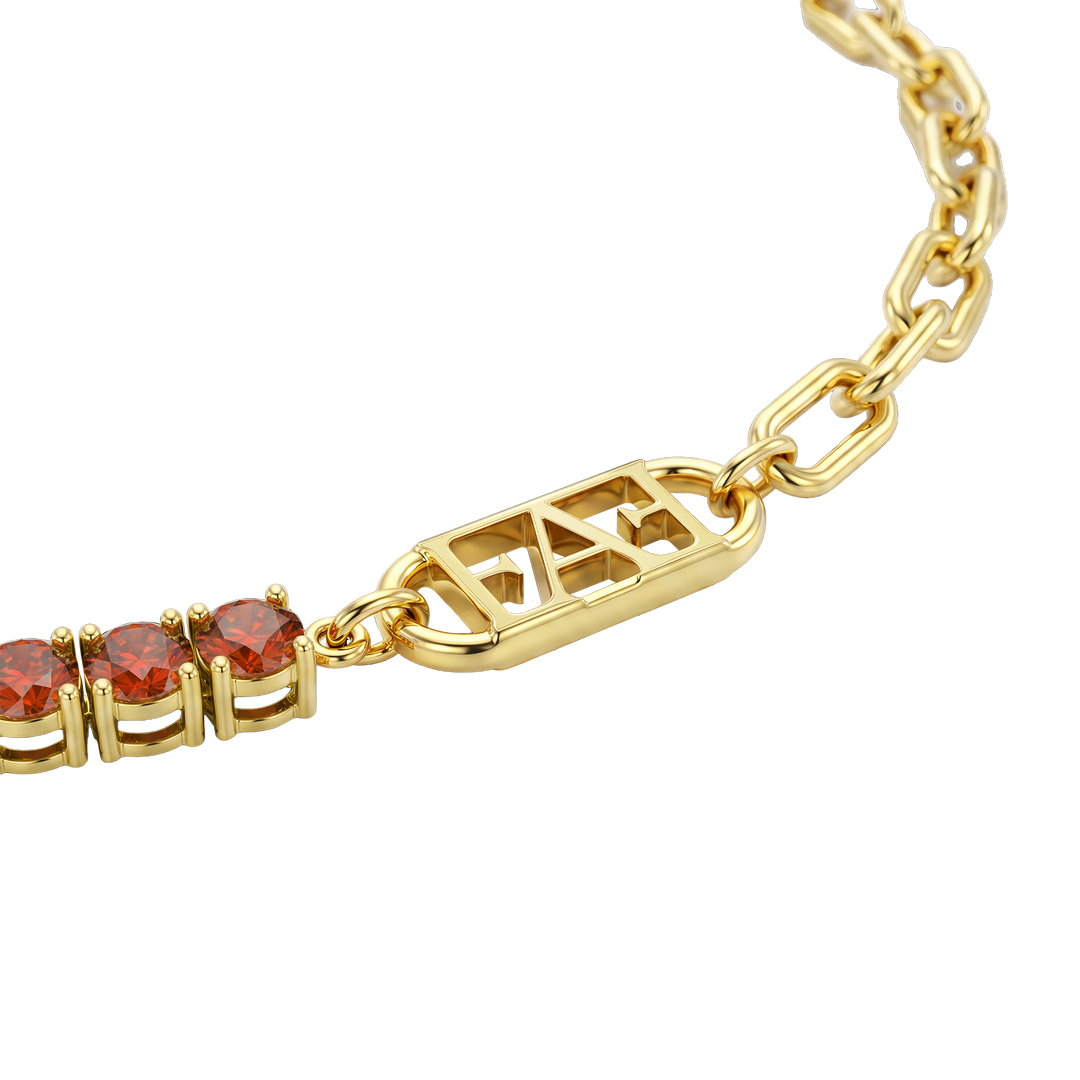 Glam Tennis Chain Necklace / Red Color.