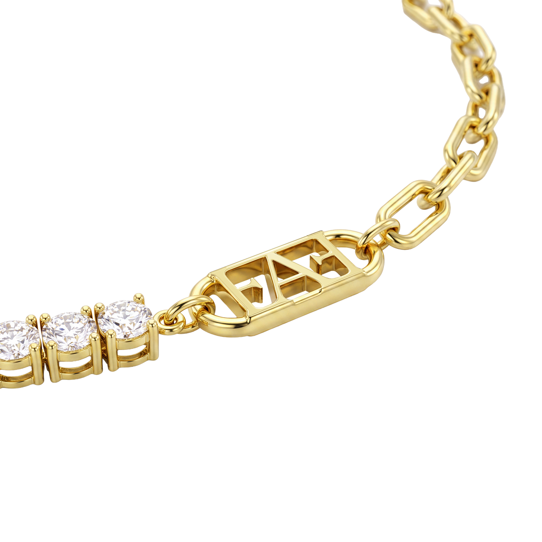 Glam Tennis Chain Necklace / White Color.