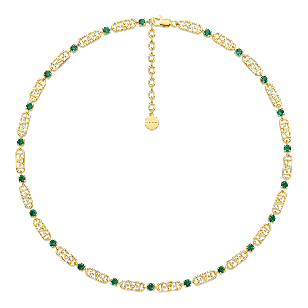 Statement Tennis Necklace / Green Color.