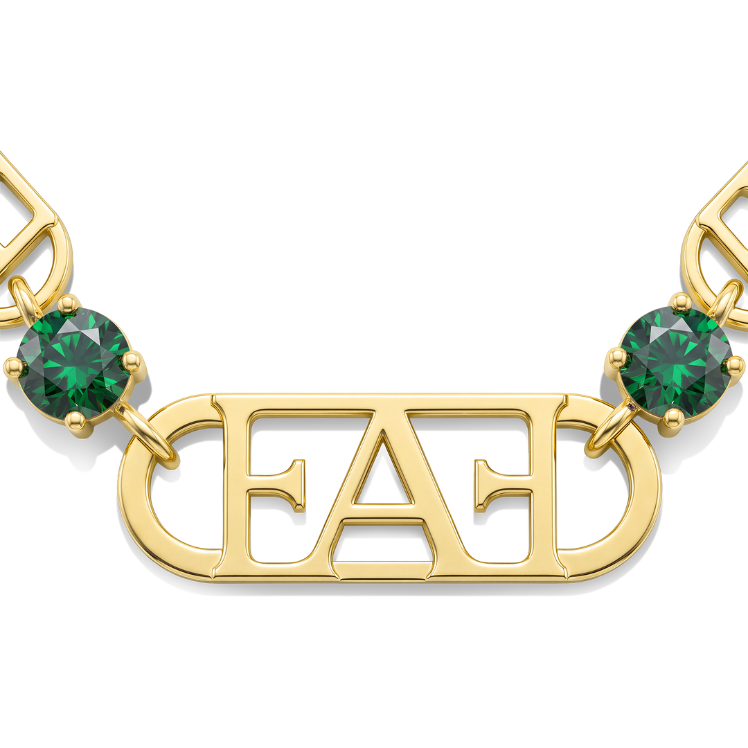 Statement Tennis Necklace / Green Color.