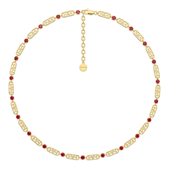 Statement Tennis Necklace / Red Color.