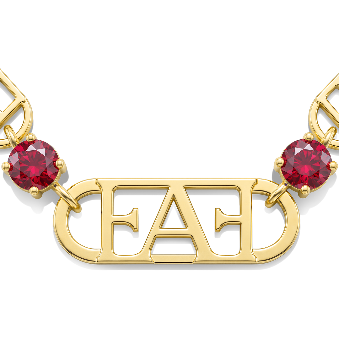 Statement Tennis Necklace / Red Color.