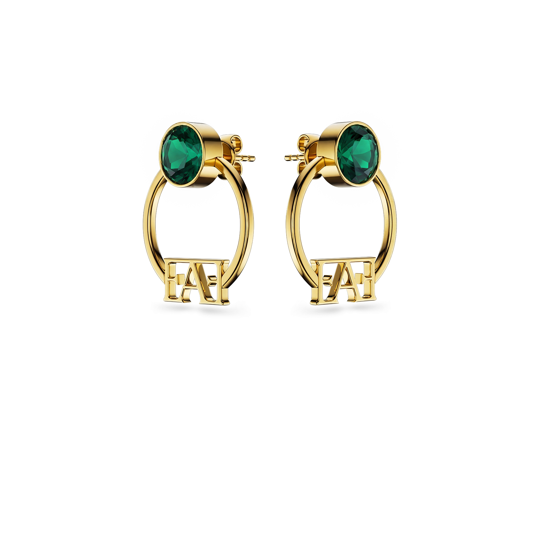 Nova Hoop Earrings / Green Emerald Color - Enzo Attini - - earrings, jewelry_women