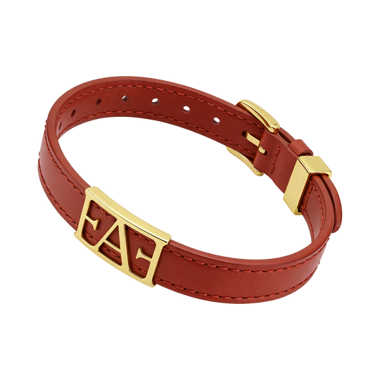Statement Leather Bracelet / Red Color.