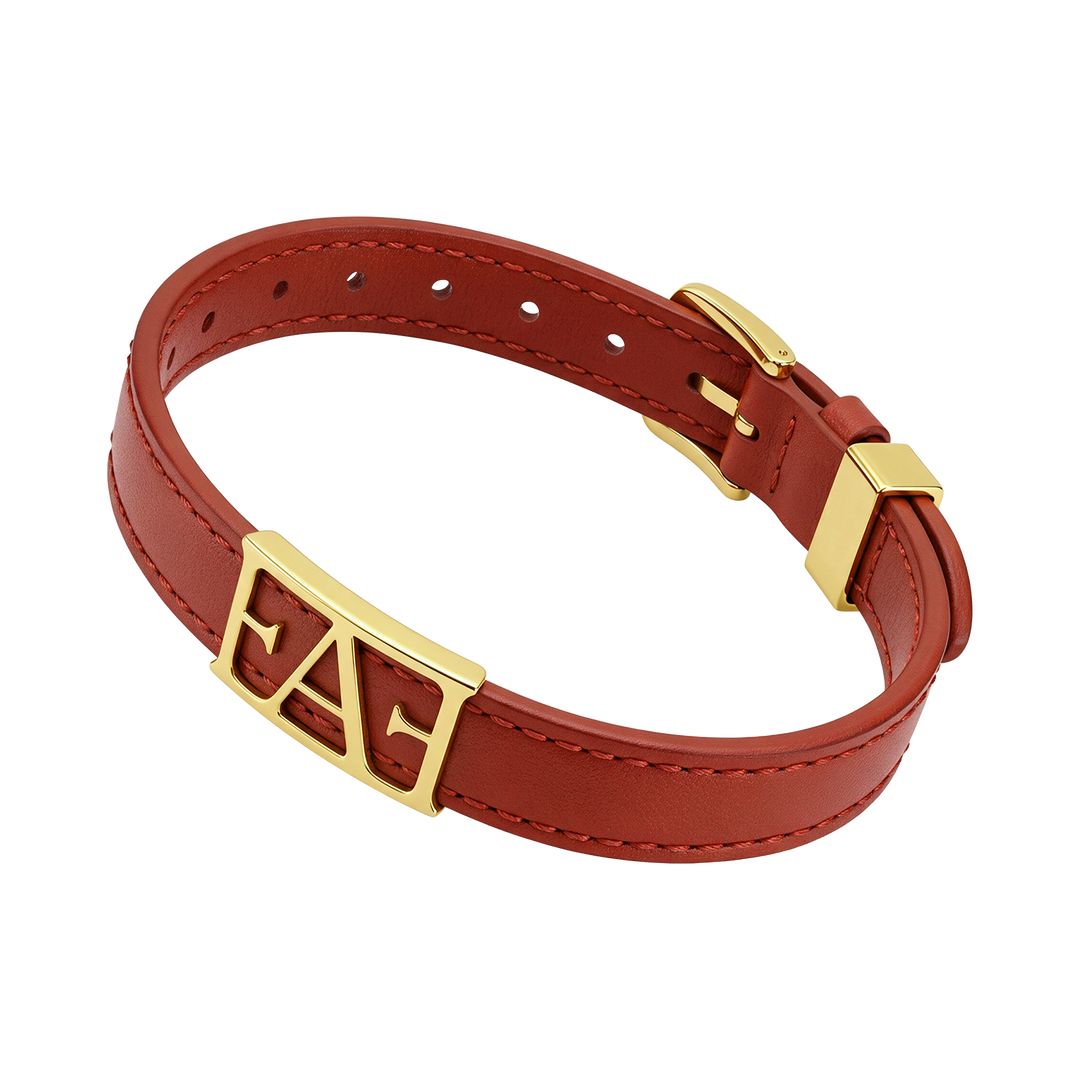 Statement Leather Bracelet / Red Color