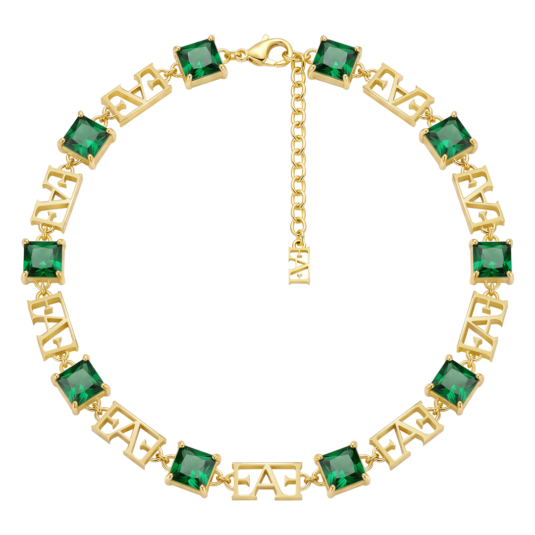 Luce Monogram Necklace / Green Color.
