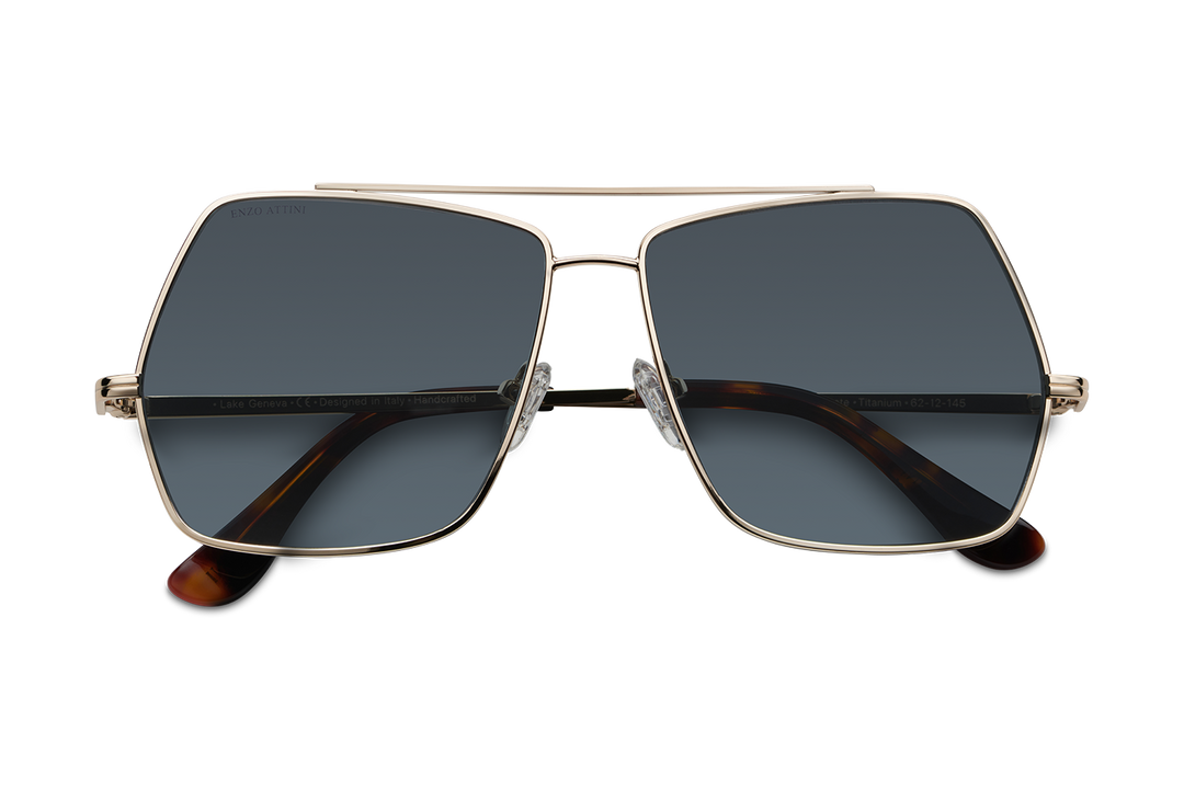 Lake Geneva / Tortoise & Gold Color + Dark Black Lens