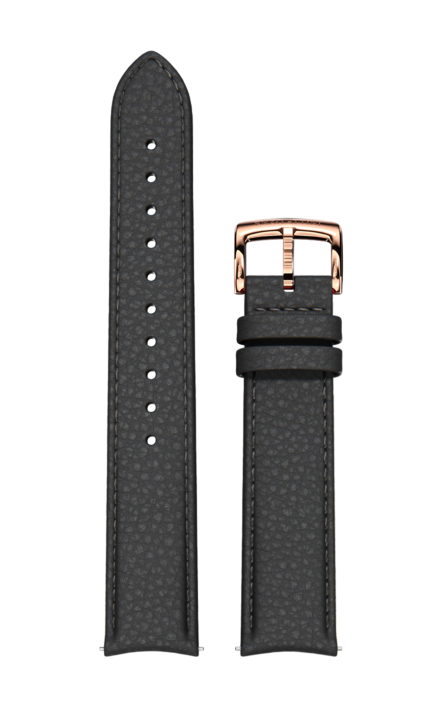 Black Italian Leather Strap / Rose Gold Color Buckle