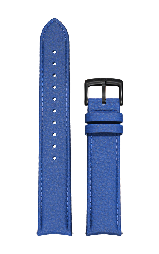 Blue Italian Leather Strap / Black Color Buckle