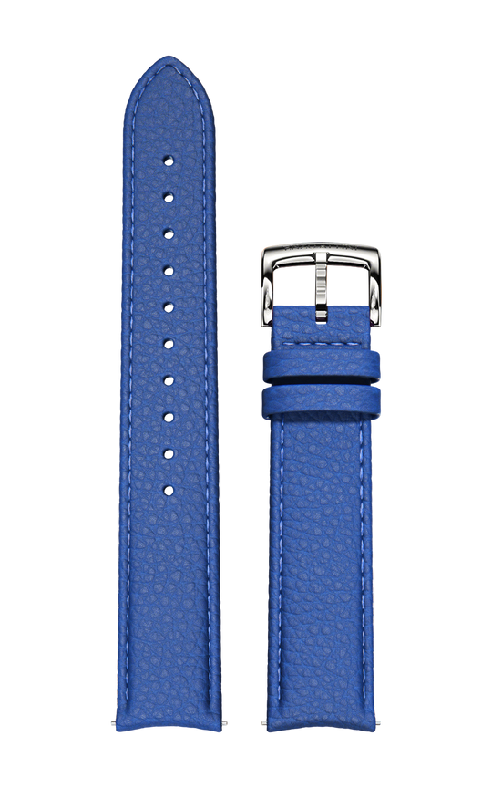 Blue Italian Leather Strap / Silver Color Buckle