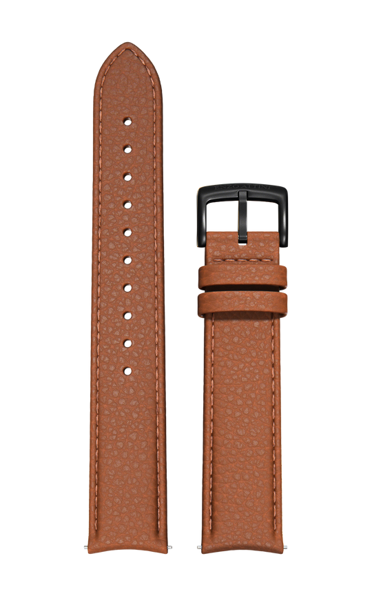 Brown Italian Leather Strap / Black Color Buckle