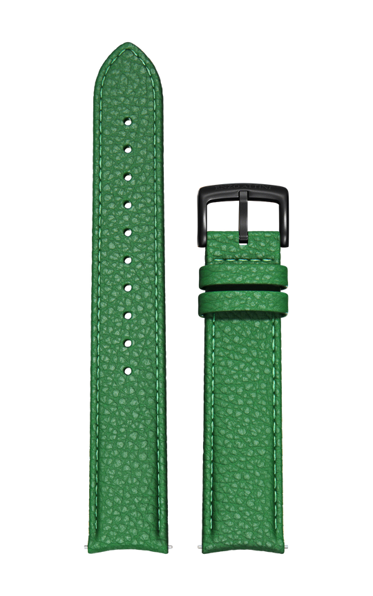 Green Italian Leather Strap / Black Color Buckle
