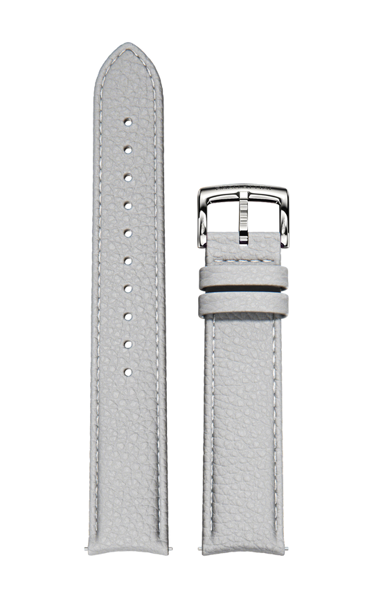 Grey Italian Leather Strap / Silver Color Buckle