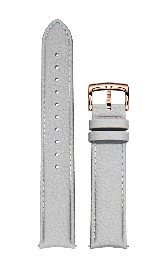 Grey Italian Leather Strap / Rose Gold Color Buckle