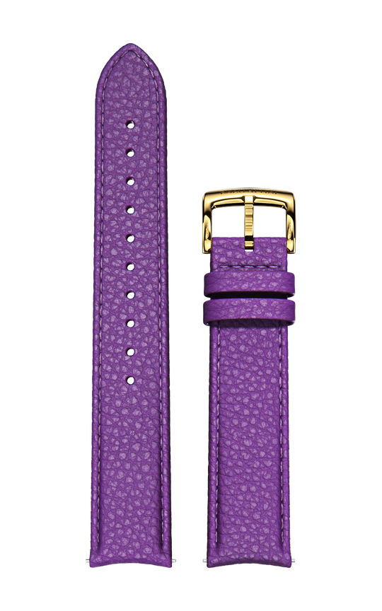 Purple Italian Leather Strap / Gold Color Buckle