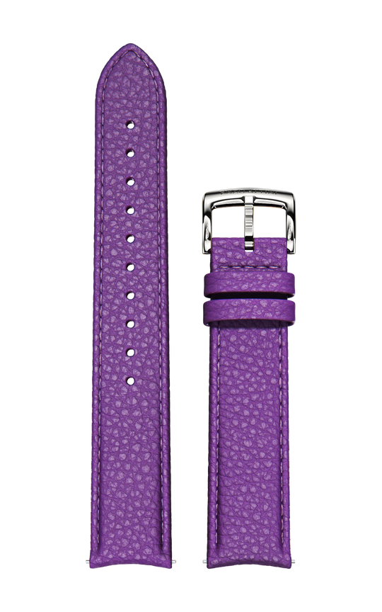 Purple Italian Leather Strap / Silver Gold Color Buckle