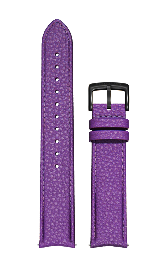 Purple Italian Leather Strap / Black Gold Color Buckle