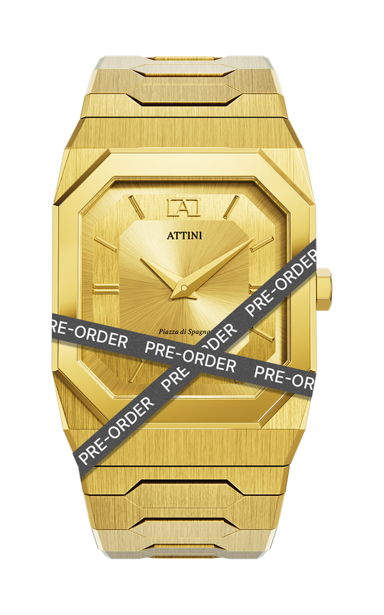 ATTINI - Piazza di Spagna, Roma / Oyster Bracelet, Gold Color, Swiss Movement