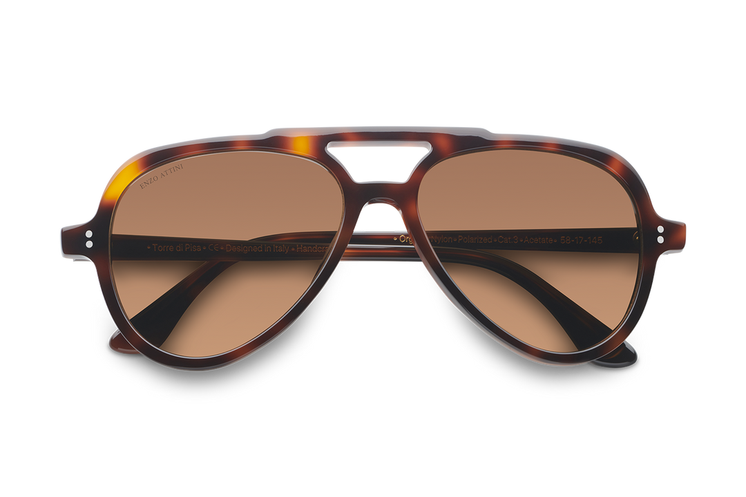 Torre di Pisa / Tortoise Red + Dark Brown Lens.