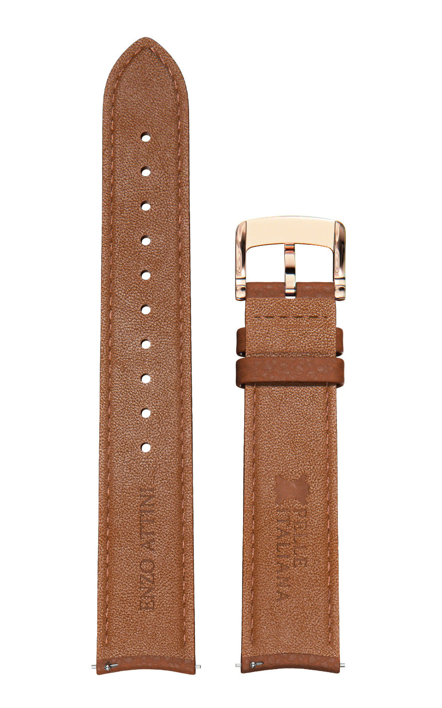 Dark Brown Italian Leather Strap / Rose Gold Buckle