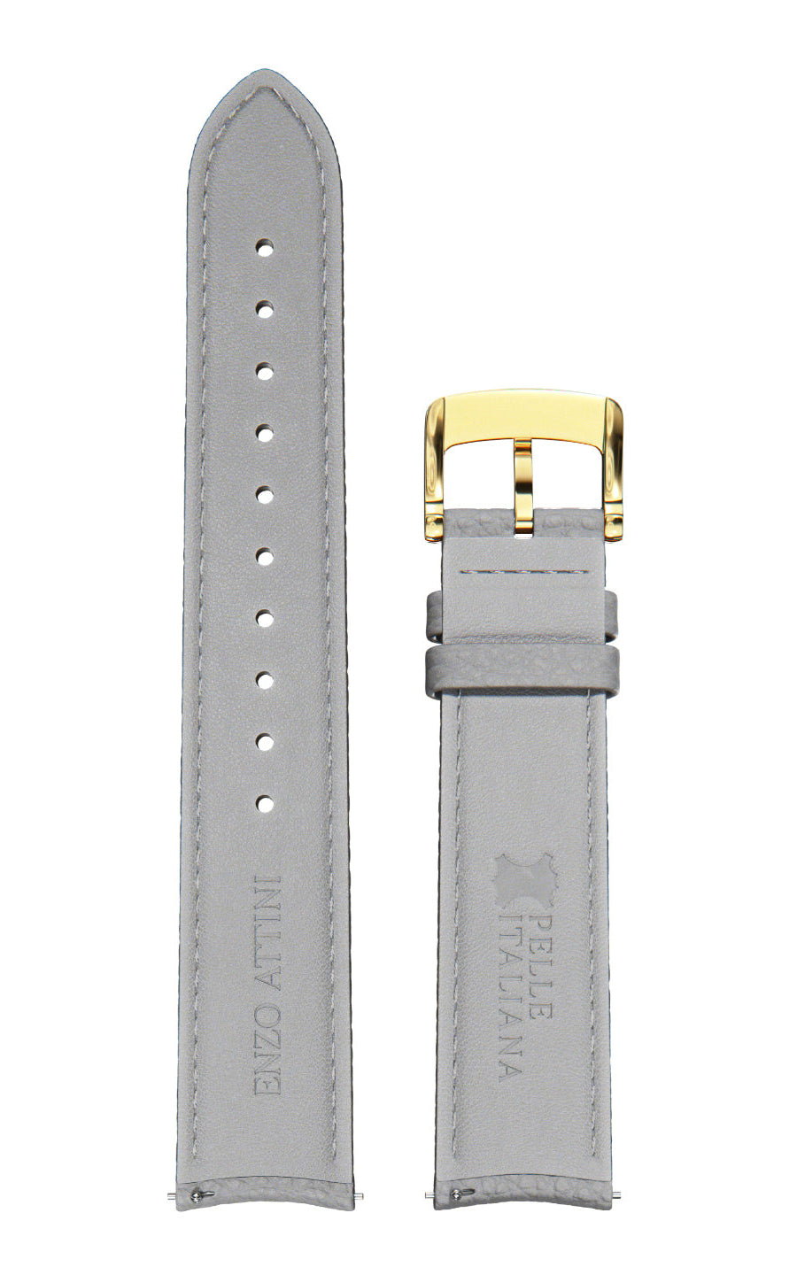 Grey Italian Leather Strap/ Gold buckle
